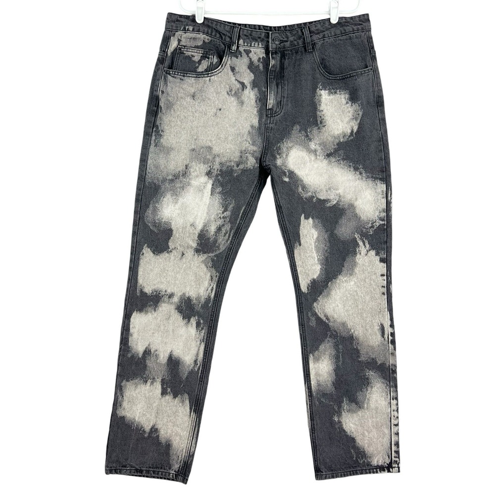 Young & Reckless Men's Bleached Black Denim Jeans Size 36 (38x31.5) No stretch